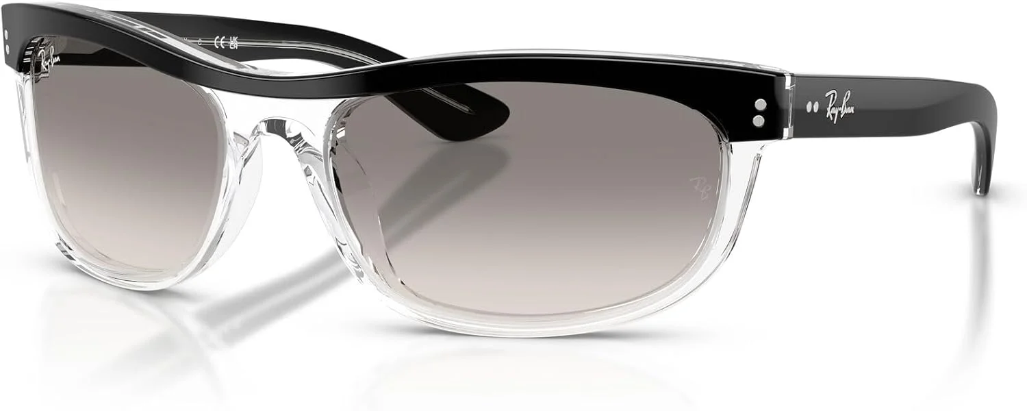 عینک آفتابی مستطیلی ری-بن RB2489 Street Neat II، مشکی روی شفاف/خاکستری تدریجی روشن، 62 میلی متر