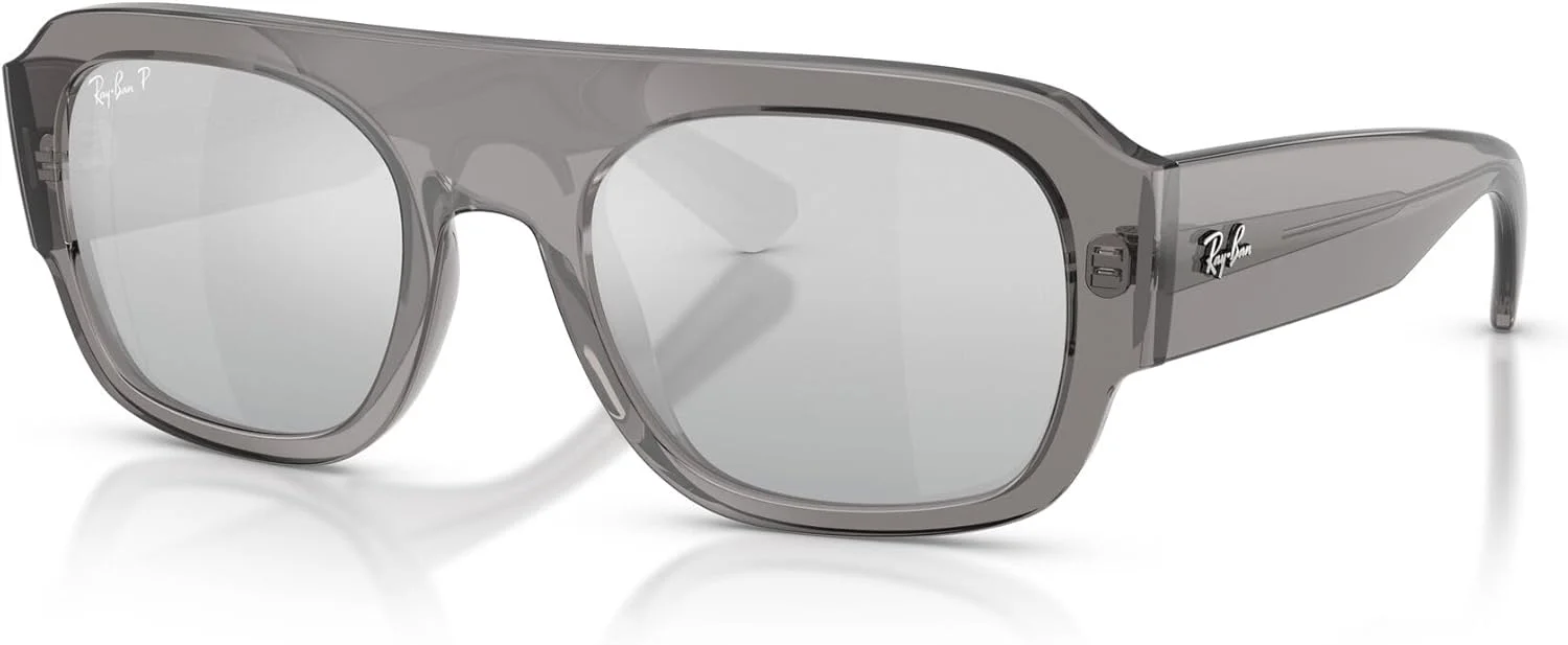 عینک آفتابی مستطیلی ری-بن مدل RB2218، طوسی شفاف/نقرهای آینهای گرادیانی پلاریزه، سایز 55 میلیمتر عینک آفتابی مستطیلی ری-بن مدل RB2218، طوسی شفاف/نقرهای آینهای گرادیانی پلاریزه، سایز 55 میلیمتر