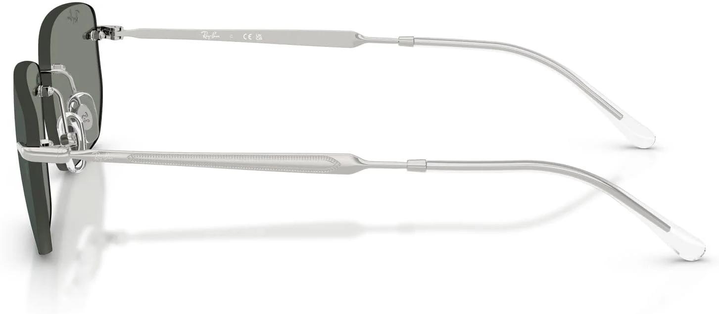 عینک آفتابی مستطیلی ری-بن مدل RB3768، نقره‌ای/سبز آینه‌ای، سایز 56 میلی‌متر