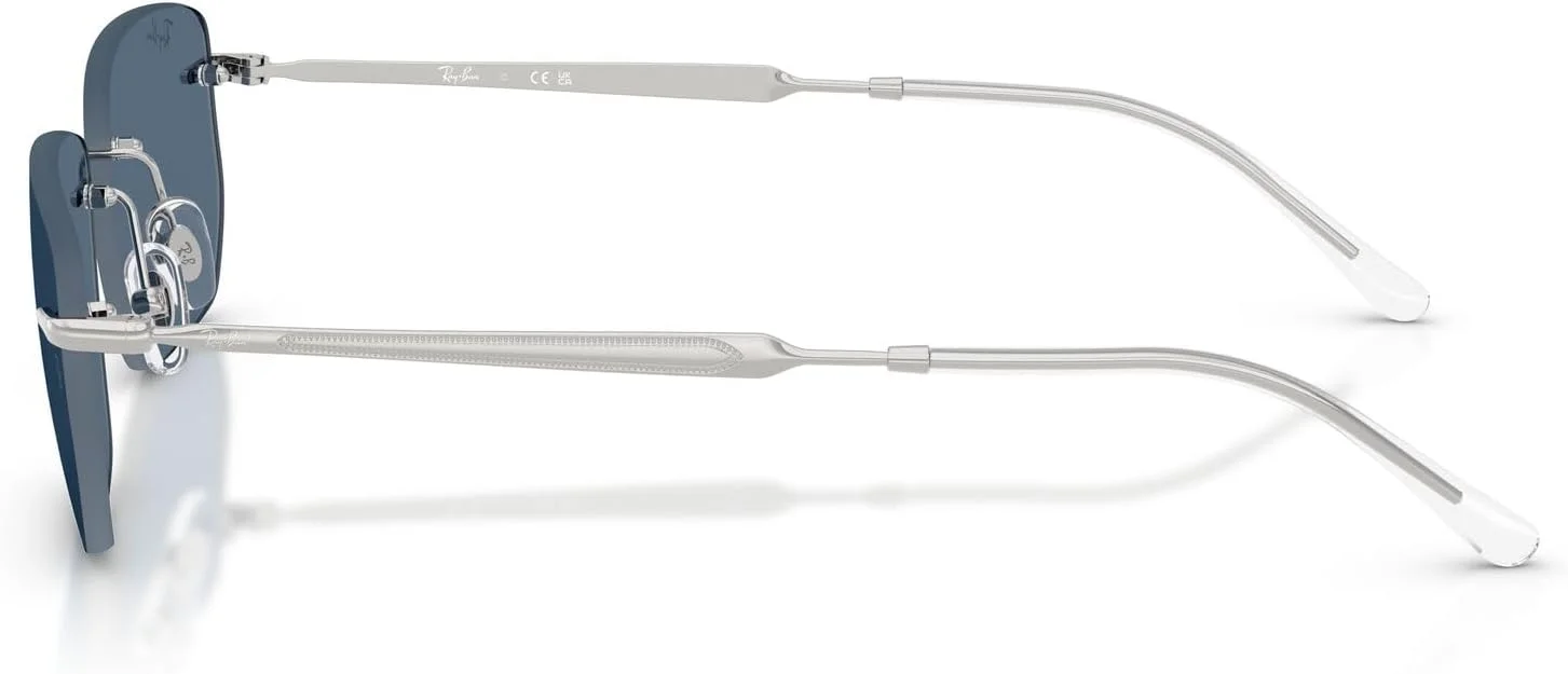 عینک آفتابی مستطیلی ری-بن RB3768، نقره ای/آبی تیره، 56 میلی متر