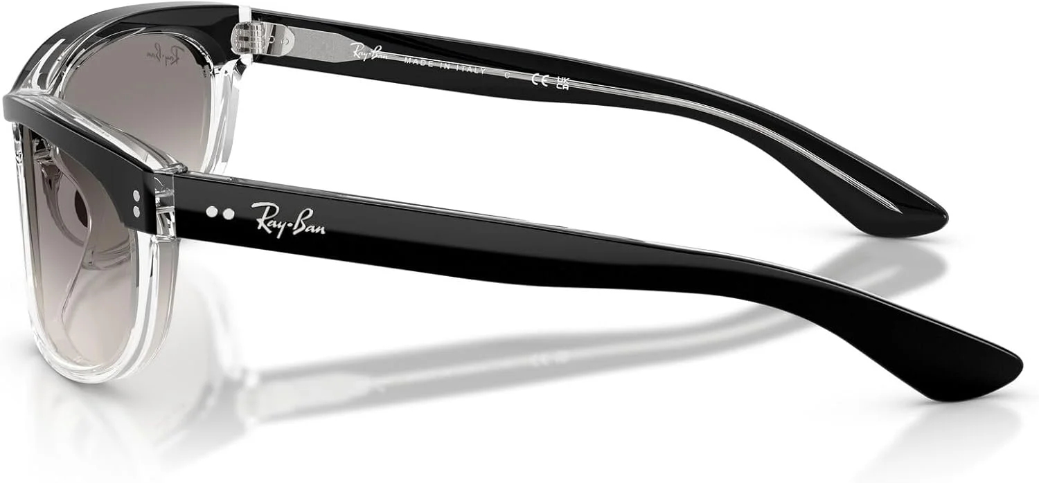 عینک آفتابی مستطیلی ری-بن RB2489 Street Neat II، مشکی روی شفاف/خاکستری تدریجی روشن، 62 میلی متر