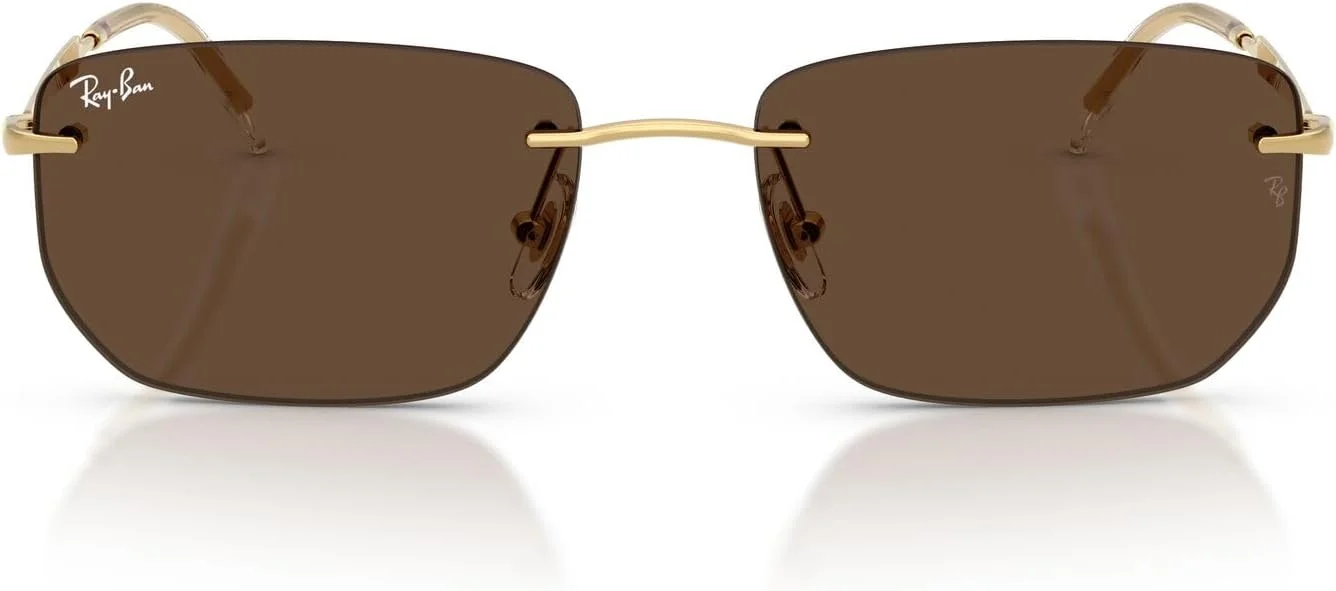 عینک آفتابی مستطیلی ری-بن RB3768، طلایی/قهوه ای تیره، 56 میلی متر