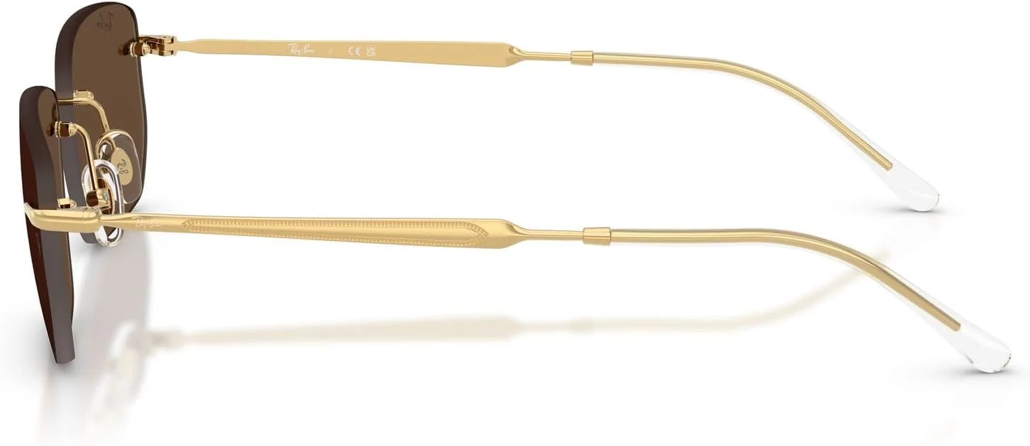 عینک آفتابی مستطیلی ری-بن RB3768، طلایی/قهوه ای تیره، 56 میلی متر