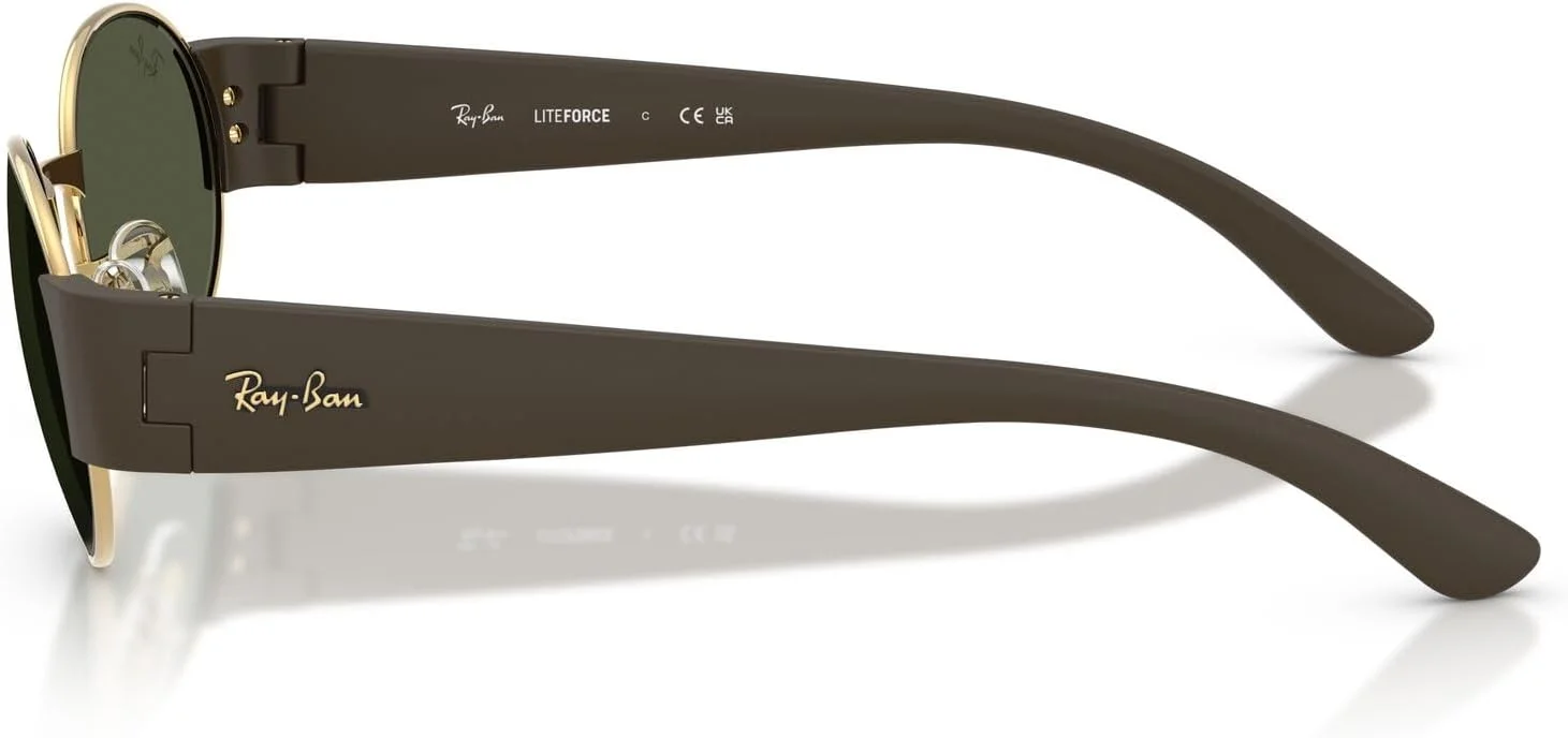 عینک آفتابی بیضی شکل ری-بن مدل RB3770، طلایی/سبز، سایز 52 میلی‌متر