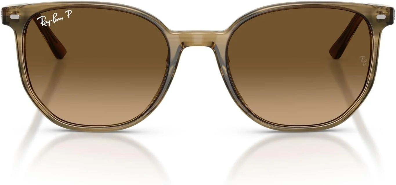 عینک آفتابی مربعی پلاریزه ری-بن RB2197 الیوت، راه راه سبز/قهوه ای گرادیان، 52 میلی متر