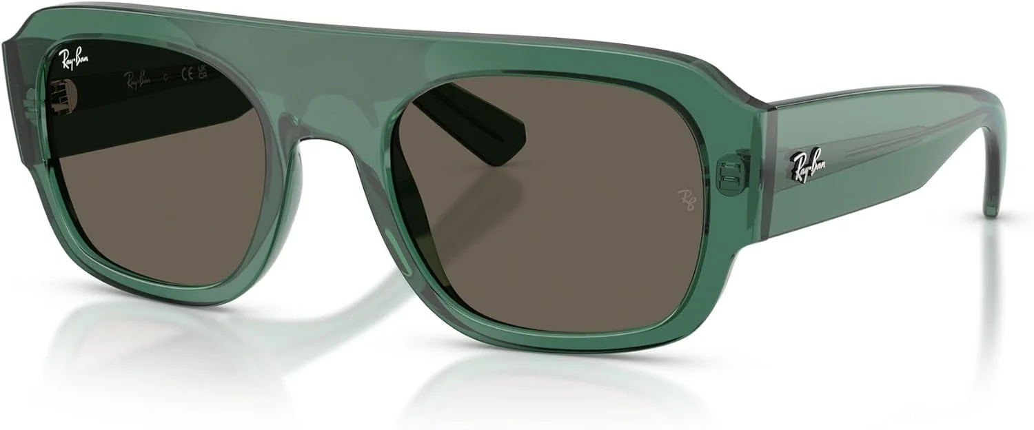 عینک آفتابی مستطیلی ری-بن RB2218، سبز شفاف/قهوه ای، 55 میلی متر