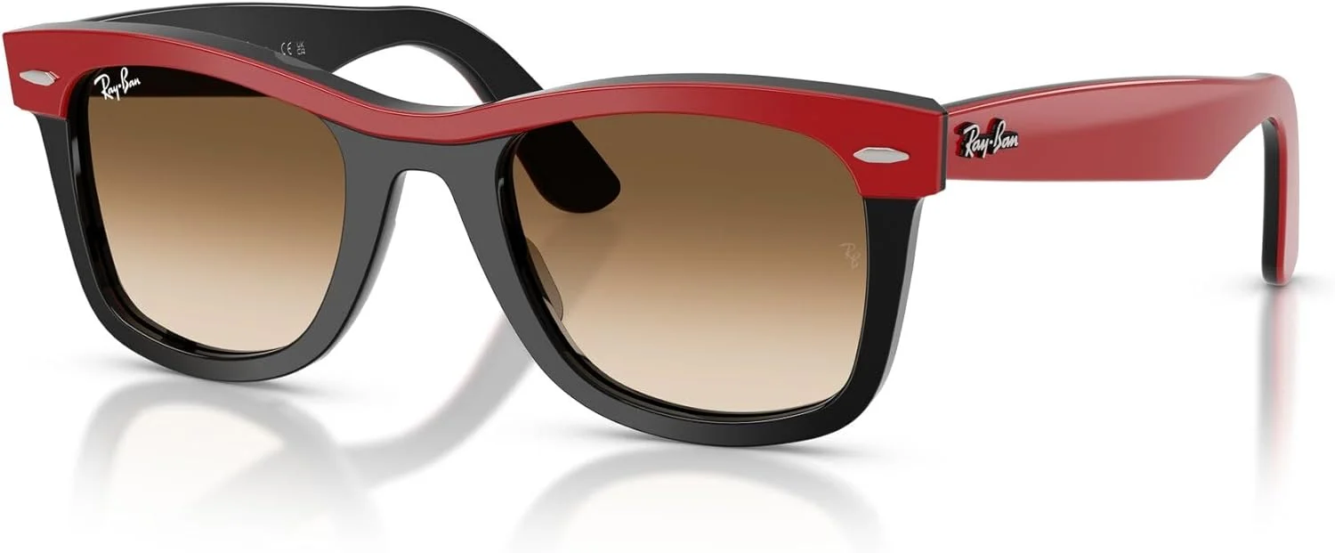 عینک آفتابی مربعی ری-بن مدل RB2240 Street Neat I، قرمز روی مشکی/قهوه ای گرادیان شفاف، 50 میلی متر