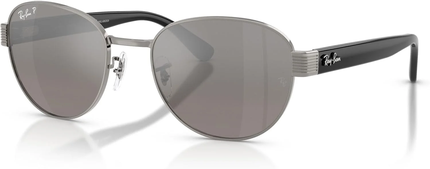 عینک آفتابی مربعی پلاریزه Ray-Ban RB3766CH Chromance، خاکستری تفنگی/نقره ای آینه ای، 56 میلی متر