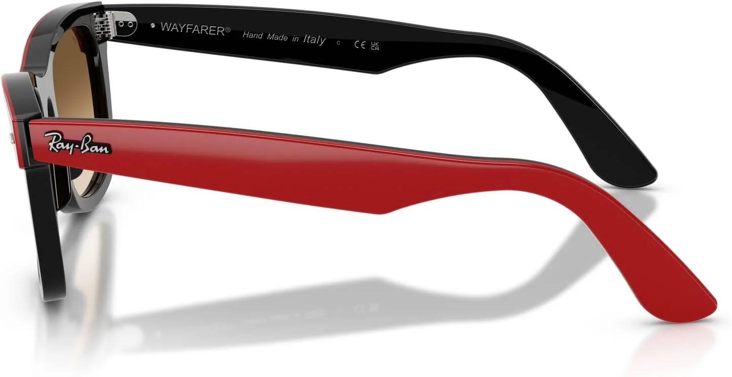 عینک آفتابی مربعی ری-بن مدل RB2240 Street Neat I، قرمز روی مشکی/قهوه ای گرادیان شفاف، 50 میلی متر