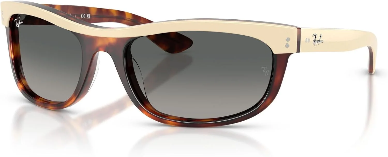 عینک آفتابی مستطیلی ری-بن RB2489 Street Neat II، بژ روی هاوانا/خاکستری تدریجی، 62 میلی متر
