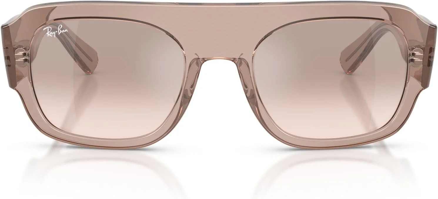 عینک آفتابی مستطیلی ری-بن مدل RB2218، قهوه ای روشن شفاف/ قهوه ای آینه ای با شیب نقره ای، 55 میلی متر