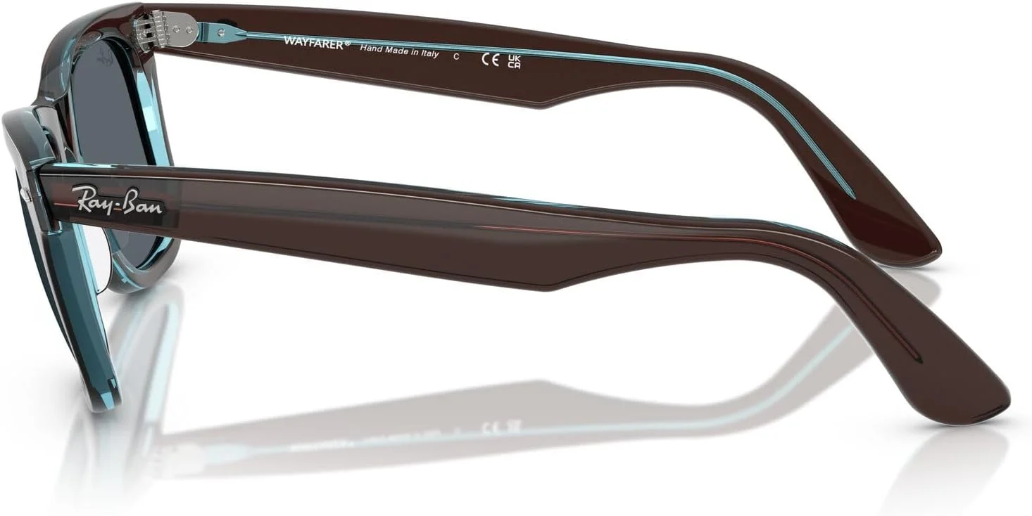 عینک آفتابی مربعی ری-بن مدل RB2140 Original Wayfarer، قهوه ای روی آبی شفاف/آبی، 50 میلی متر
