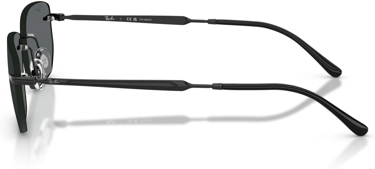 عینک آفتابی مستطیلی ری-بن RB3768، مشکی/خاکستری تیره پلاریزه، 56 میلی متر