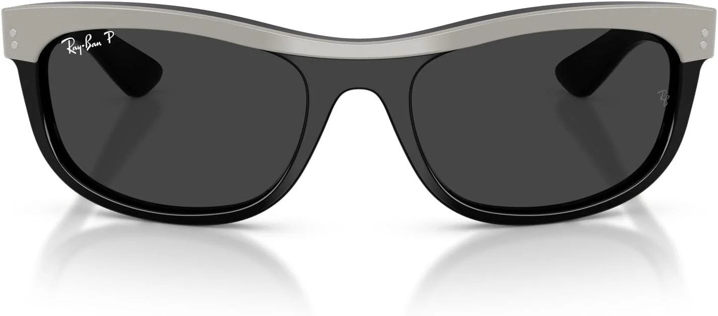 عینک آفتابی مستطیلی ری-بن RB2489 Street Neat II، خاکستری روی مشکی/مشکی پلاریزه، 62 میلی متر