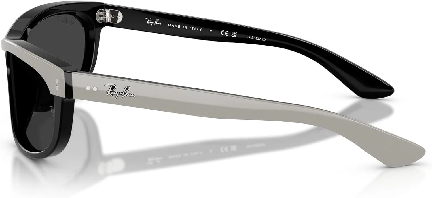 عینک آفتابی مستطیلی ری-بن RB2489 Street Neat II، خاکستری روی مشکی/مشکی پلاریزه، 62 میلی متر