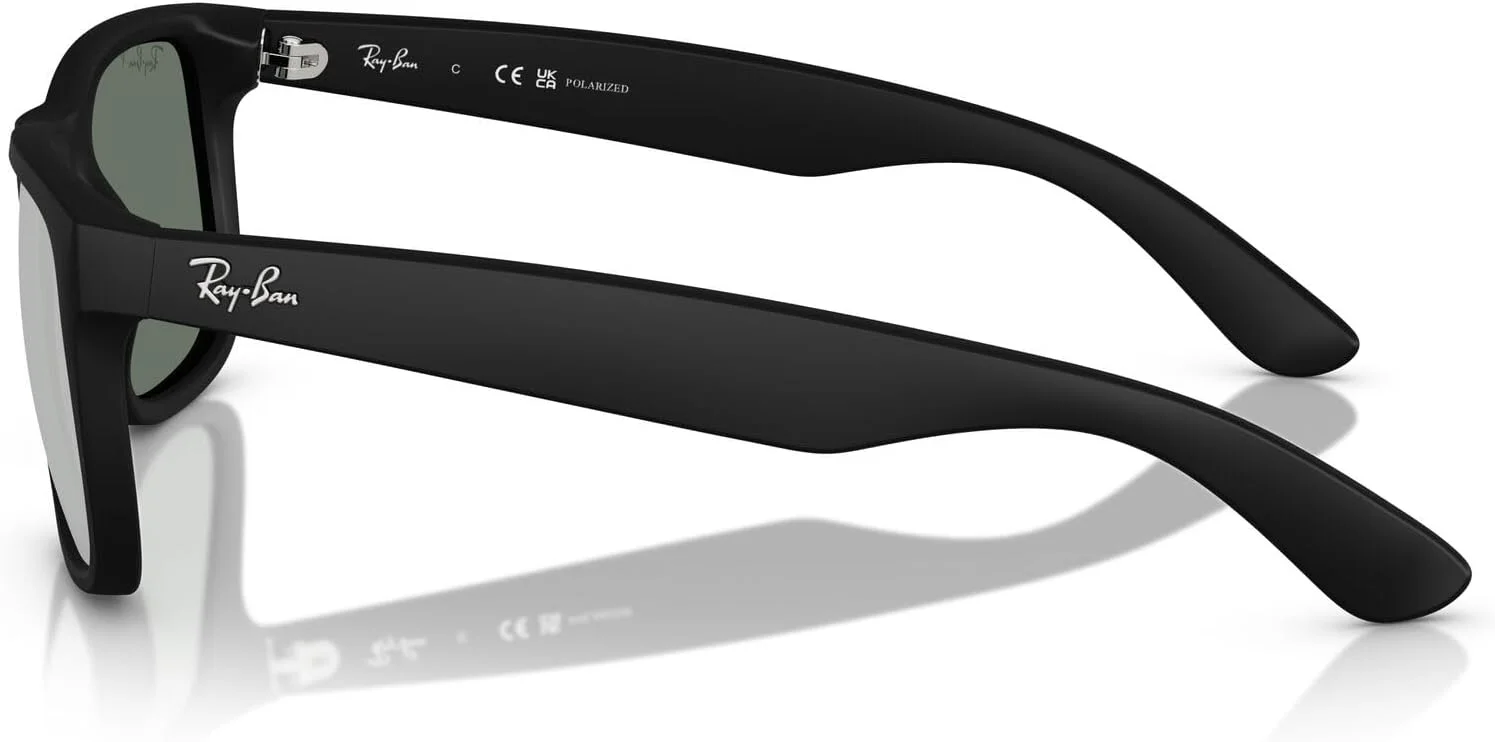 عینک آفتابی مستطیلی ری-بن مدل RB4165 جاستین، مشکی رابر/سبز آینهای نقرهای پلاریزه، سایز 54 میلیمتر عینک آفتابی مستطیلی ری-بن مدل RB4165 جاستین، مشکی رابر/سبز آینهای نقرهای پلاریزه، سایز 54 میلیمتر