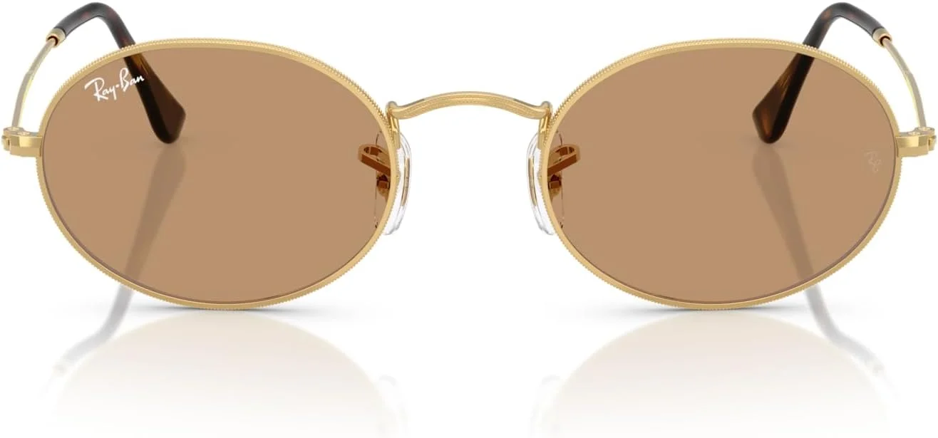 عینک آفتابی بیضی شکل ری-بن مدل RB3547، طلایی/قهوه ای، 51 میلی متر