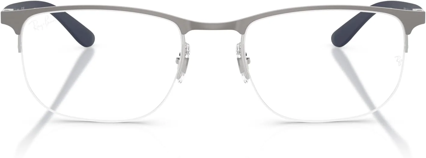 فریم عینک طبی مستطیلی ری-بن RX6513، رنگ متالیک خاکستری مات روی نقره ای / لنز دمو، سایز 53 میلی متر