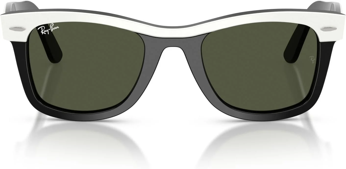 عینک آفتابی ری-بن مدل RB2240 Street Neat I Square، سفید روی مشکی/سبز، سایز 50 میلی‌متر