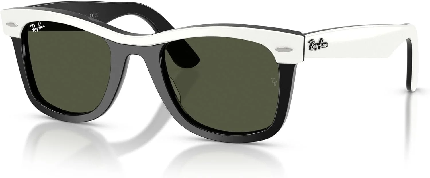 عینک آفتابی ری-بن مدل RB2240 Street Neat I Square، سفید روی مشکی/سبز، سایز 50 میلی‌متر