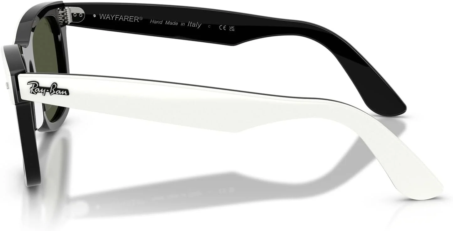عینک آفتابی ری-بن مدل RB2240 Street Neat I Square، سفید روی مشکی/سبز، سایز 50 میلی‌متر