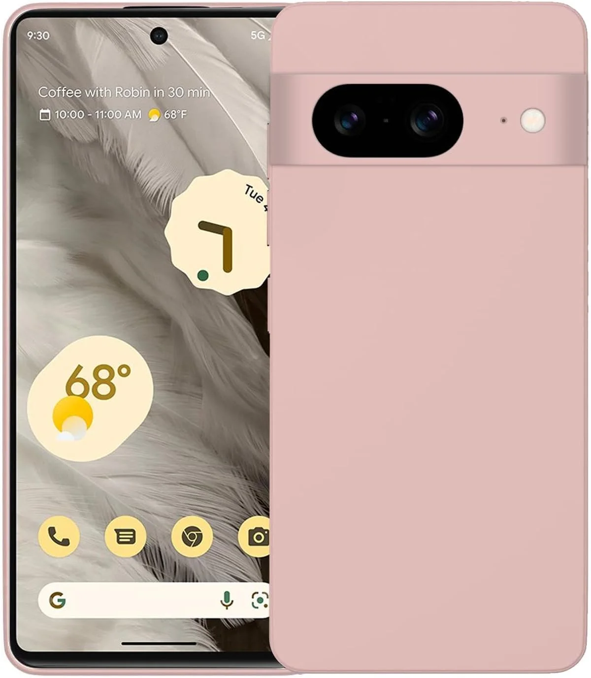 قاب محافظ باریک گوشی گوگل پیکسل 7، روکش سیلیکونی با محافظت از دوربین، داخلی نرم و انعطاف پذیر (صورتی، برای پیکسل 7)