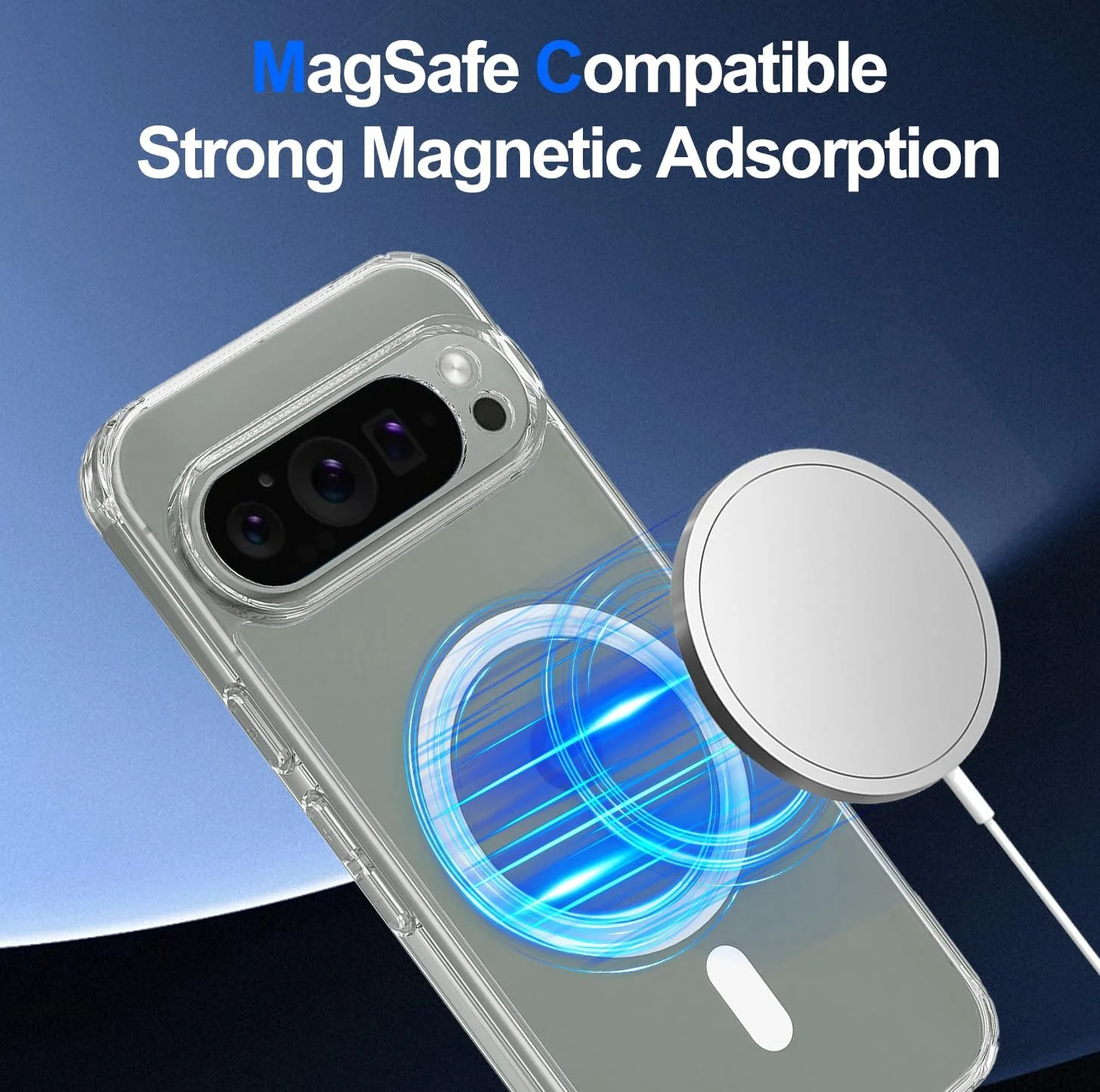 قاب مغناطیسی T Tersely برای گوگل پیکسل 9/پیکسل 9 پرو 2024، سازگار با MagSafe، پشت ضد خش، پوشش محافظ تلفن مغناطیسی شفاف ضد خش