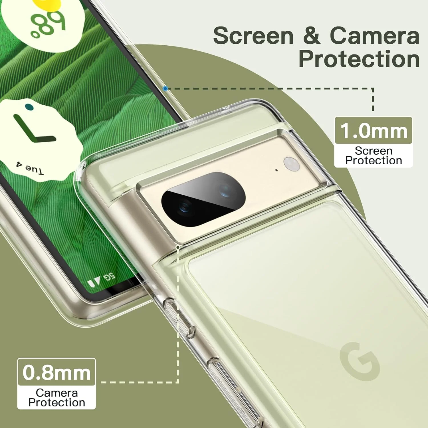 کاور محافظ ژله ای JETech برای گوگل پیکسل 7، ضد ضربه، پشت شفاف ضد خش (شفاف HD)