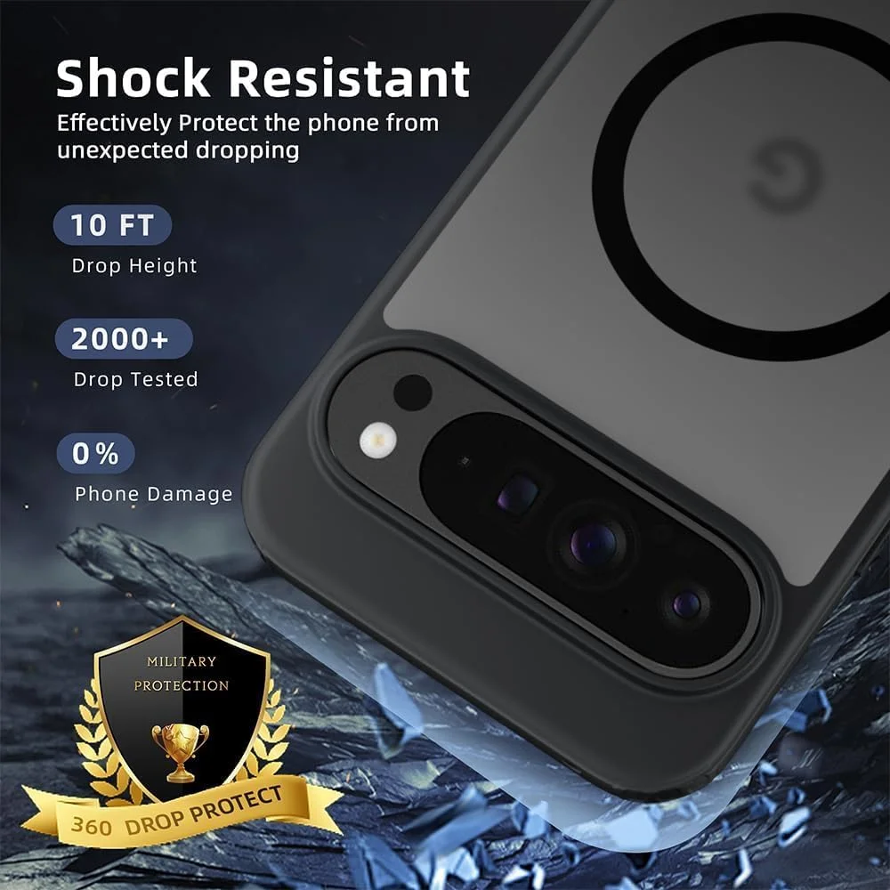 قاب مات مغناطیسی T Tersely سازگار با MagSafe برای Google Pixel 9/ Pixel 9 Pro، ضد اثر انگشت، پشت مات نیمه شفاف، باریک و ضد ضربه - مشکی قاب مات مغناطیسی T Tersely سازگار با MagSafe برای Google Pixel 9/ Pixel 9 Pro، ضد اثر انگشت، پشت مات نیمه شفاف، باریک و ضد ضربه - مشکی