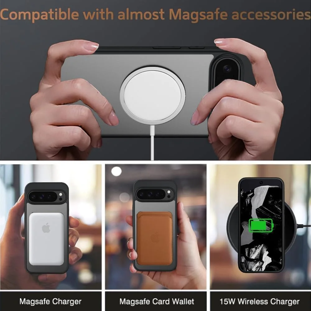 قاب مات مغناطیسی T Tersely سازگار با MagSafe برای Google Pixel 9/ Pixel 9 Pro، ضد اثر انگشت، پشت مات نیمه شفاف، باریک و ضد ضربه - مشکی قاب مات مغناطیسی T Tersely سازگار با MagSafe برای Google Pixel 9/ Pixel 9 Pro، ضد اثر انگشت، پشت مات نیمه شفاف، باریک و ضد ضربه - مشکی