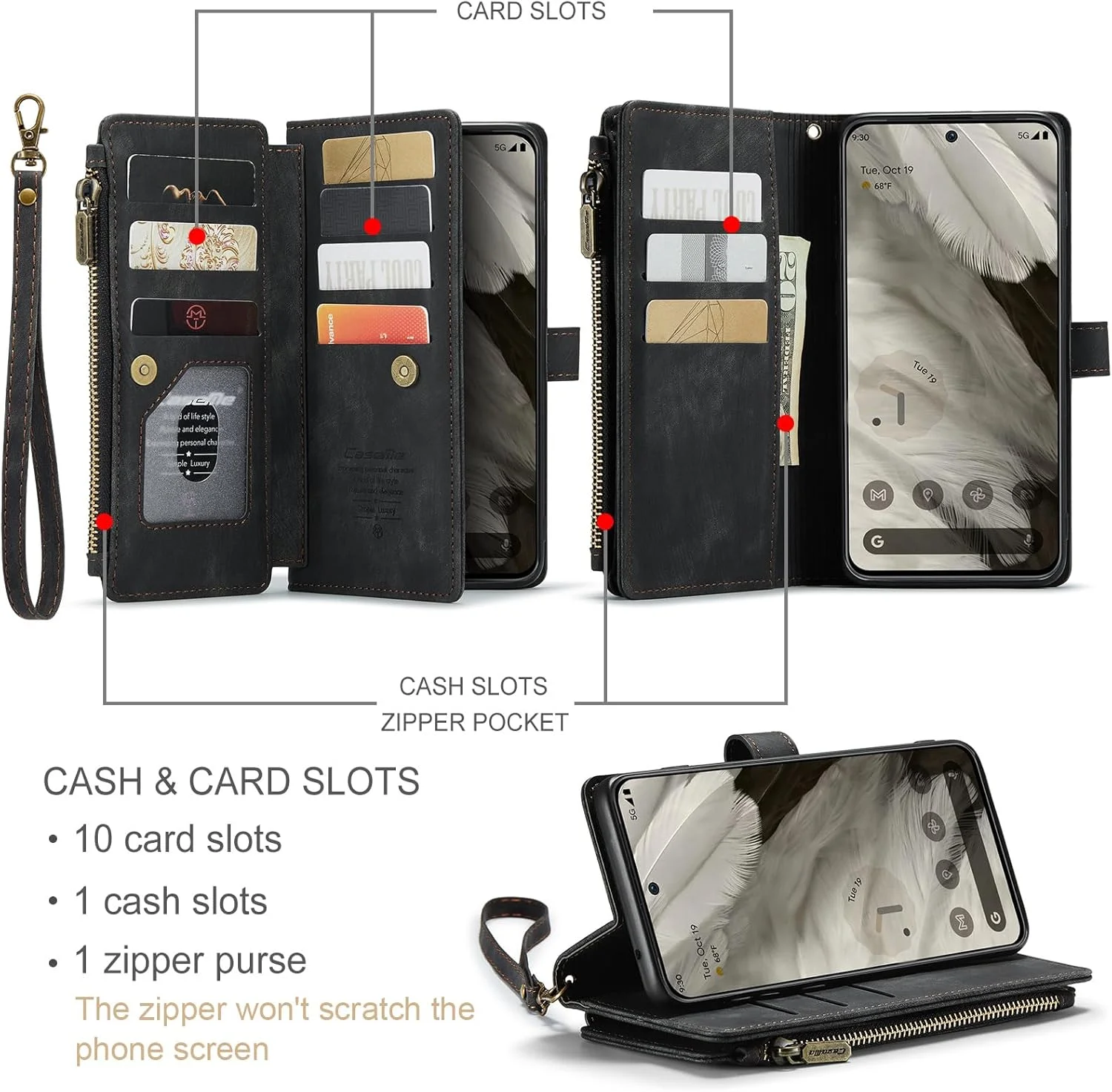 کیف ELEPIK برای گوگل پیکسل 8، کیف پول پیکسل 8 با جای کارت، پایه نگهدارنده، بند مچی برای خانم ها و آقایان، کیف گوشی مغناطیسی چرمی PU بادوام برای پیکسل 8، مشکی شیک کیف ELEPIK برای گوگل پیکسل 8، کیف پول پیکسل 8 با جای کارت، پایه نگهدارنده، بند مچی برای خانم ها و آقایان، کیف گوشی مغناطیسی چرمی PU بادوام برای پیکسل 8، مشکی شیک