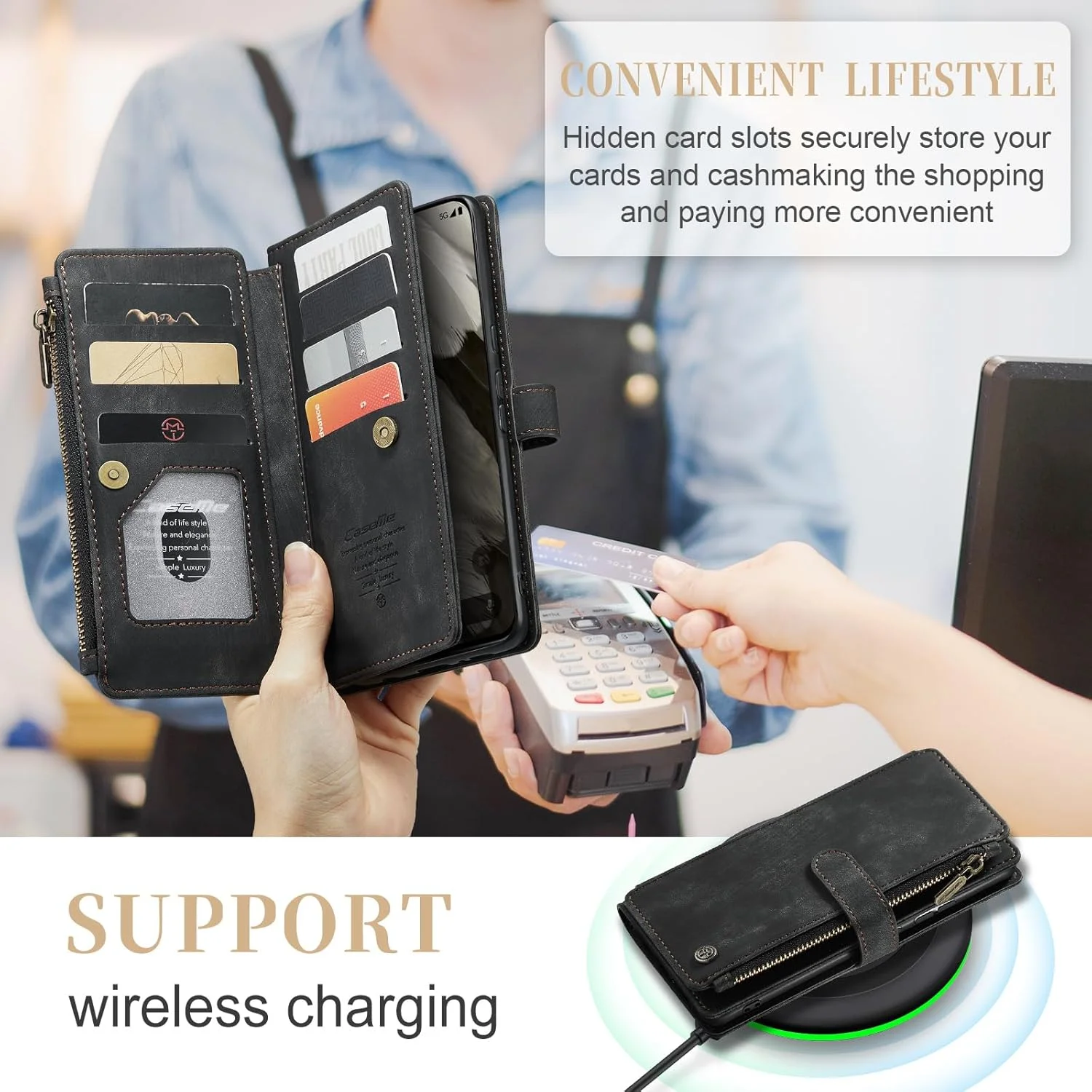 کیف ELEPIK برای گوگل پیکسل 8، کیف پول پیکسل 8 با جای کارت، پایه نگهدارنده، بند مچی برای خانم ها و آقایان، کیف گوشی مغناطیسی چرمی PU بادوام برای پیکسل 8، مشکی شیک کیف ELEPIK برای گوگل پیکسل 8، کیف پول پیکسل 8 با جای کارت، پایه نگهدارنده، بند مچی برای خانم ها و آقایان، کیف گوشی مغناطیسی چرمی PU بادوام برای پیکسل 8، مشکی شیک