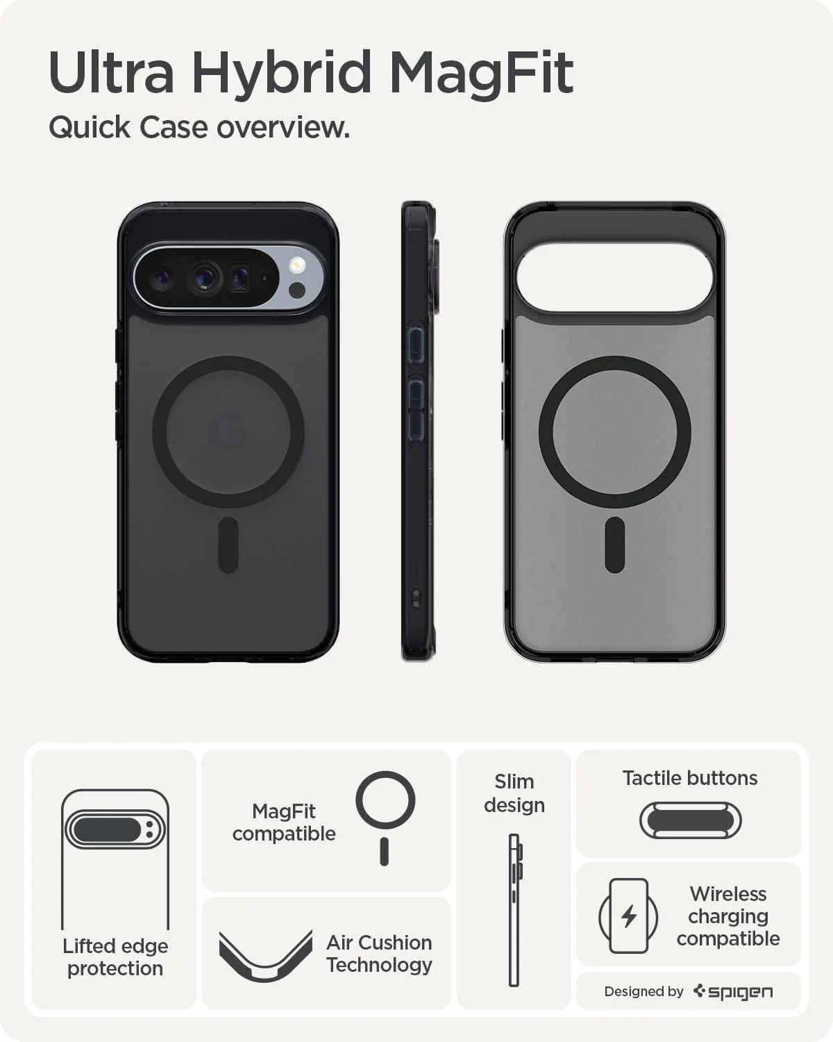 کاور محافظ Spigen Ultra Hybrid MagFit مناسب برای گوشی Google Pixel 10 و Pixel 10 PRO - رنگ مشکی مات