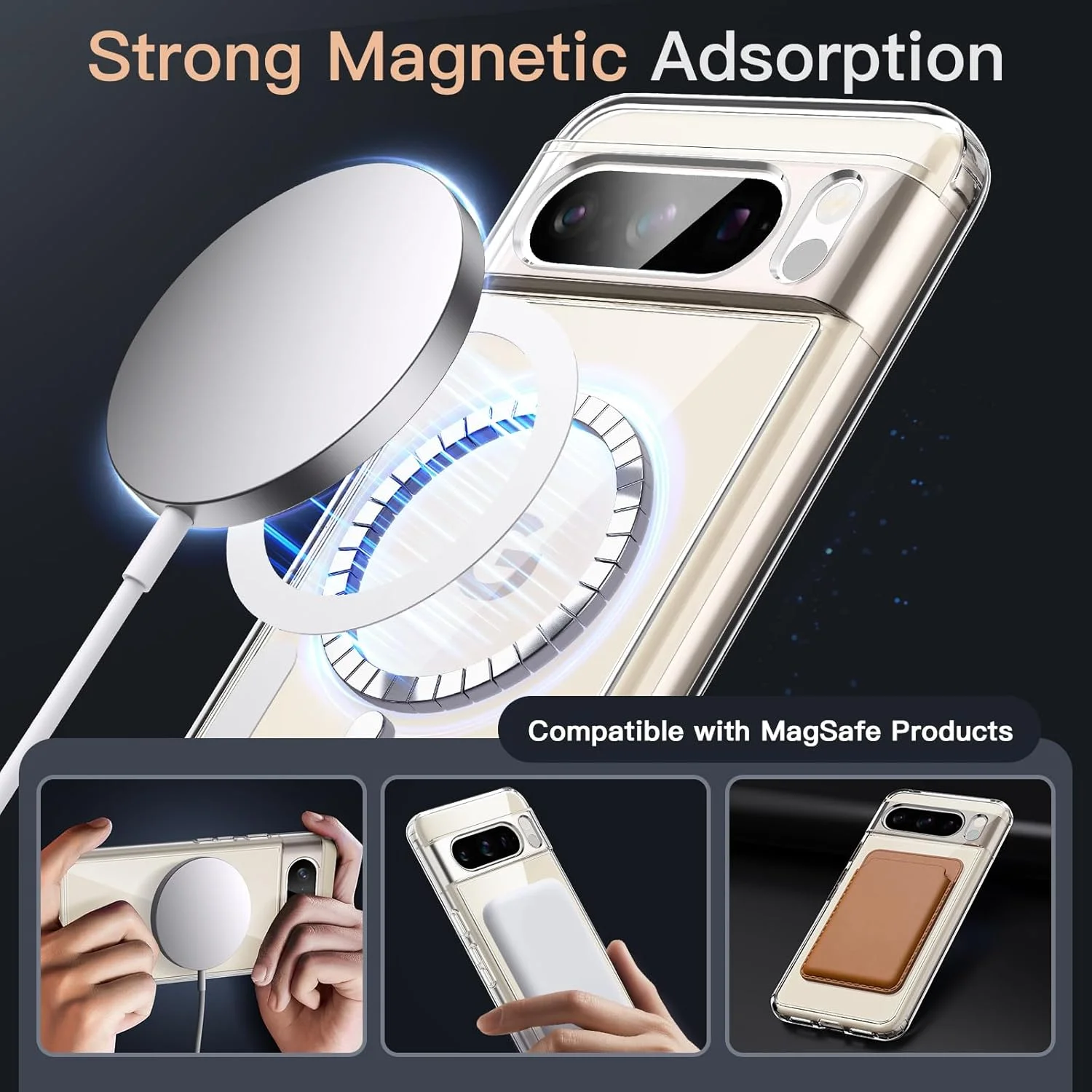 کاور آهنربایی JETech برای گوگل پیکسل 8 پرو 6.7 اینچی 2023، سازگار با لوازم جانبی MagSafe، کاور محافظ ضد ضربه گوشی، پشت PC سخت شفاف غیر زرد شونده (شفاف)