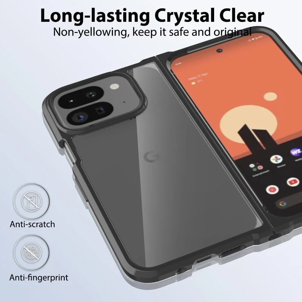 قاب گوشی برای گوگل پیکسل 9 پرو فولد، پنل پشتی شفاف ممتاز + پوشش سپر TPU، ضد خش، کاور برای گوگل پیکسل 9 پرو فولد، مشکی قاب گوشی برای گوگل پیکسل 9 پرو فولد، پنل پشتی شفاف ممتاز + پوشش سپر TPU، ضد خش، کاور برای گوگل پیکسل 9 پرو فولد، مشکی