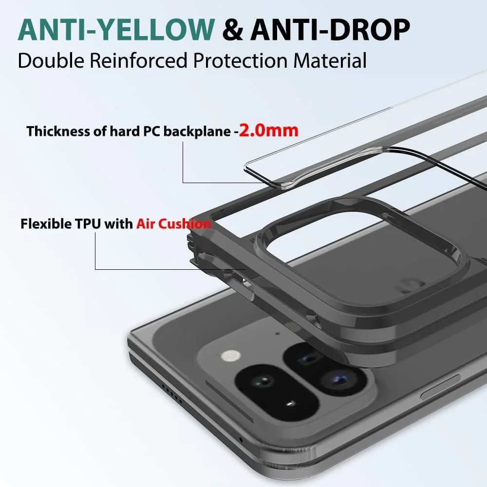 قاب گوشی برای گوگل پیکسل 9 پرو فولد، پنل پشتی شفاف ممتاز + پوشش سپر TPU، ضد خش، کاور برای گوگل پیکسل 9 پرو فولد، مشکی قاب گوشی برای گوگل پیکسل 9 پرو فولد، پنل پشتی شفاف ممتاز + پوشش سپر TPU، ضد خش، کاور برای گوگل پیکسل 9 پرو فولد، مشکی