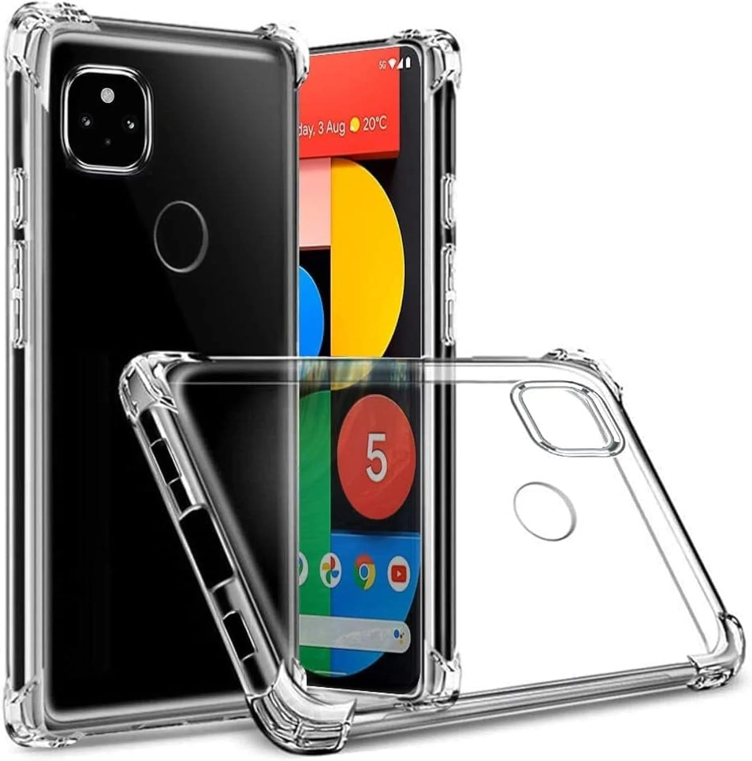 کاور سیلیکونی شفاف Zubitech مناسب برای Google Pixel 5، کاور محافظ ضربه گیر با محافظت عالی از دوربین، طراحی شده برای Pixel 5 کاور سیلیکونی شفاف Zubitech مناسب برای Google Pixel 5، کاور محافظ ضربه گیر با محافظت عالی از دوربین، طراحی شده برای Pixel 5