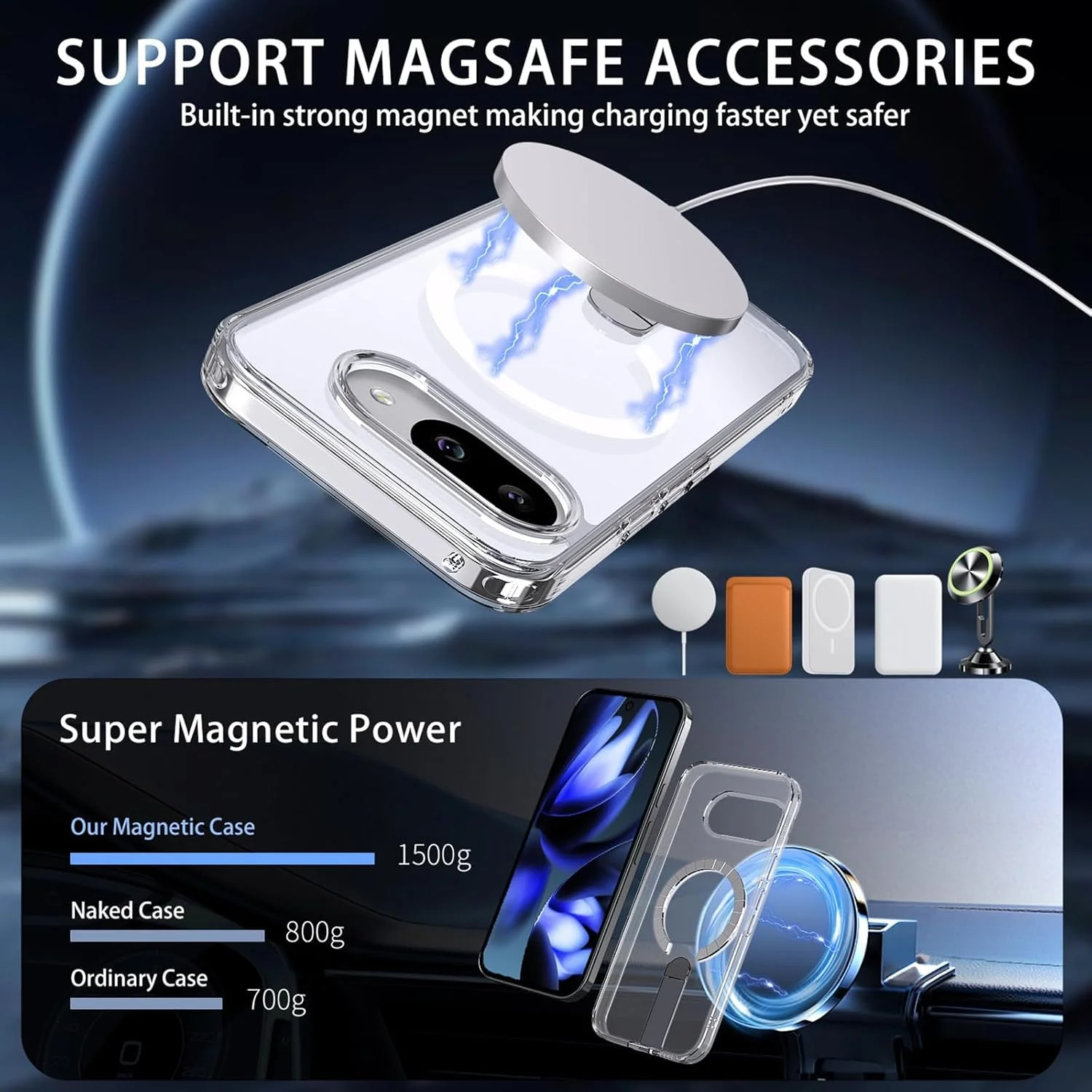 قاب محافظ مغناطیسی گوشی گوگل پیکسل 10 پرو به همراه استند (سازگار با MagSafe) با طراحی باریک، مات و ضد ضربه به همراه پایه نامرئی، شفاف قاب محافظ مغناطیسی گوشی گوگل پیکسل 10 پرو به همراه استند (سازگار با MagSafe) با طراحی باریک، مات و ضد ضربه به همراه پایه نامرئی، شفاف