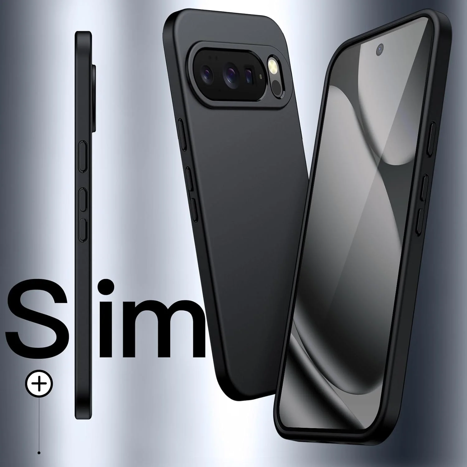 کاور محافظ باریک JETech مناسب برای گوگل پیکسل 10 پرو XL 2025، کاور محافظ نازک TPU با روکش مات، ضد ضربه (آبسیدین)