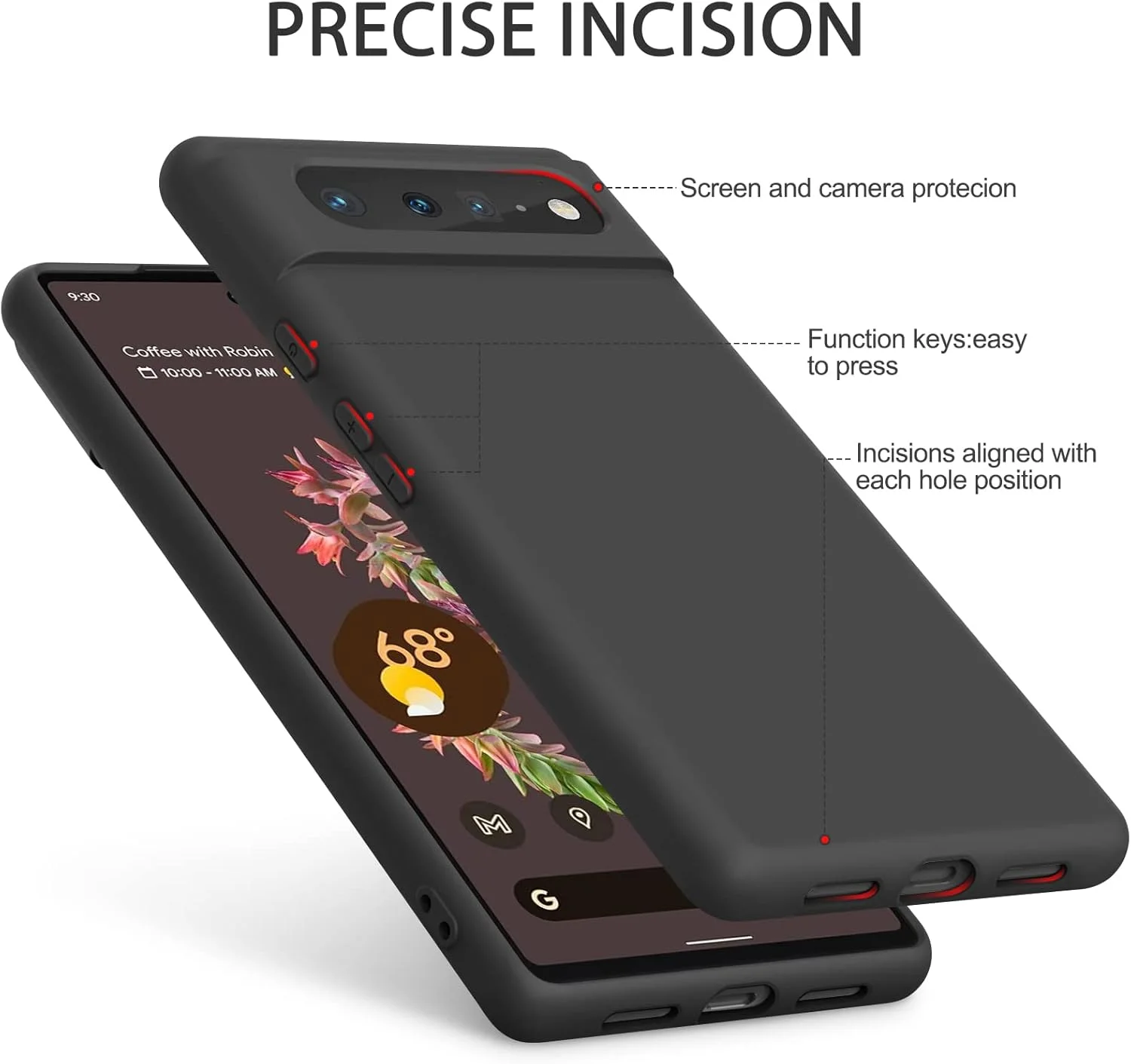قاب سیلیکونی گوشی موبایل سازگار با گوگل پیکسل 6، قاب محافظ نرم گوشی هوشمند برای زنان و مردان، پوشش بادوام ضد خش و ضد ضربه مشکی قاب سیلیکونی گوشی موبایل سازگار با گوگل پیکسل 6، قاب محافظ نرم گوشی هوشمند برای زنان و مردان، پوشش بادوام ضد خش و ضد ضربه مشکی