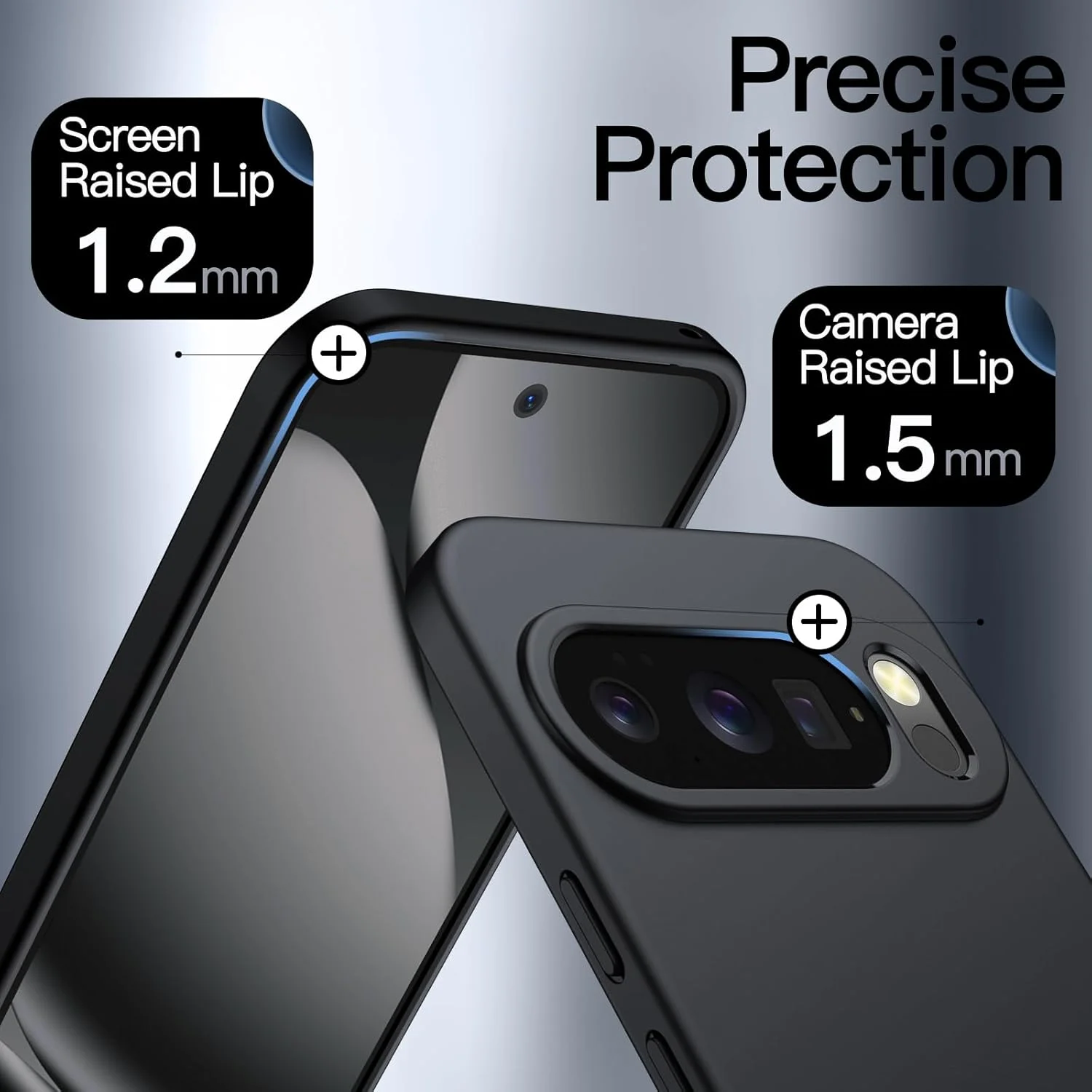 کاور محافظ باریک JETech مناسب برای گوگل پیکسل 10 پرو XL 2025، کاور محافظ نازک TPU با روکش مات، ضد ضربه (آبسیدین)