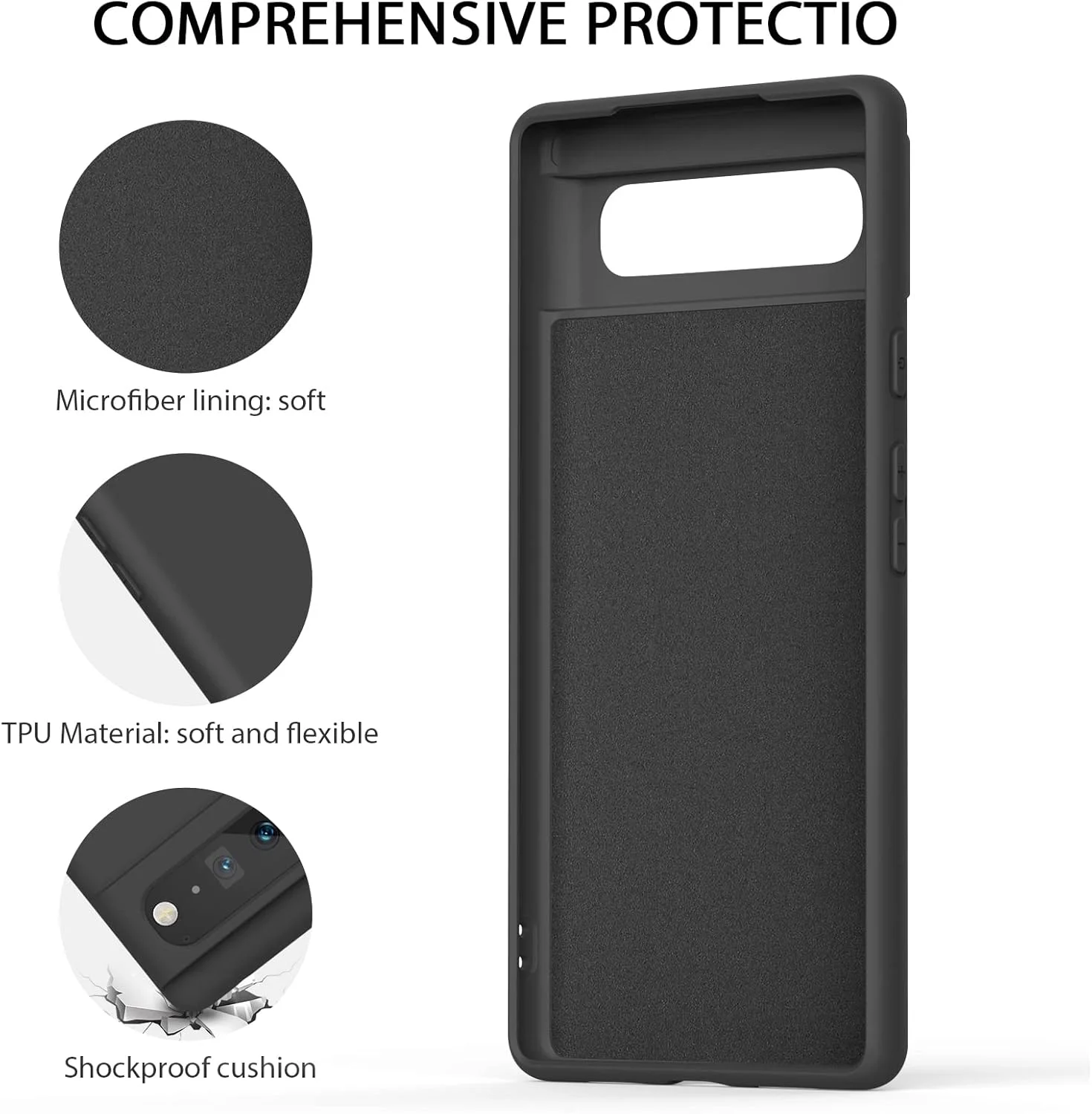 قاب سیلیکونی گوشی موبایل سازگار با گوگل پیکسل 6، قاب محافظ نرم گوشی هوشمند برای زنان و مردان، پوشش بادوام ضد خش و ضد ضربه مشکی قاب سیلیکونی گوشی موبایل سازگار با گوگل پیکسل 6، قاب محافظ نرم گوشی هوشمند برای زنان و مردان، پوشش بادوام ضد خش و ضد ضربه مشکی