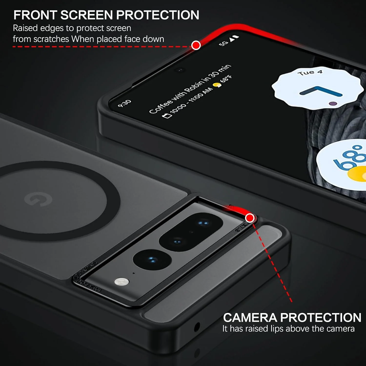 قاب محافظ گوشی گوگل پیکسل 7 پرو BENTOBEN [سازگار با Magsafe] ، قاب مغناطیسی مات و نیمه شفاف پیکسل 7 پرو، باریک و مقاوم در برابر ضربه، مناسب برای خانم ها و آقایان، قاب محافظ گوشی برای گوگل پیکسل 7 پرو 6.7 اینچی 2022، مشکی