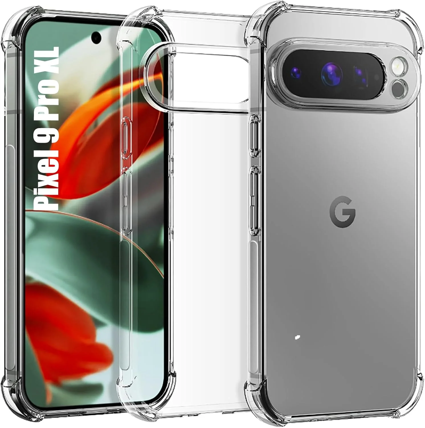 قاب محافظ شفاف گوشی گوگل پیکسل 9 پرو XL، ضد ضربه، محافظت درجه نظامی، باریک، نرم، انعطاف پذیر، سپر TPU، پوشش کریستالی