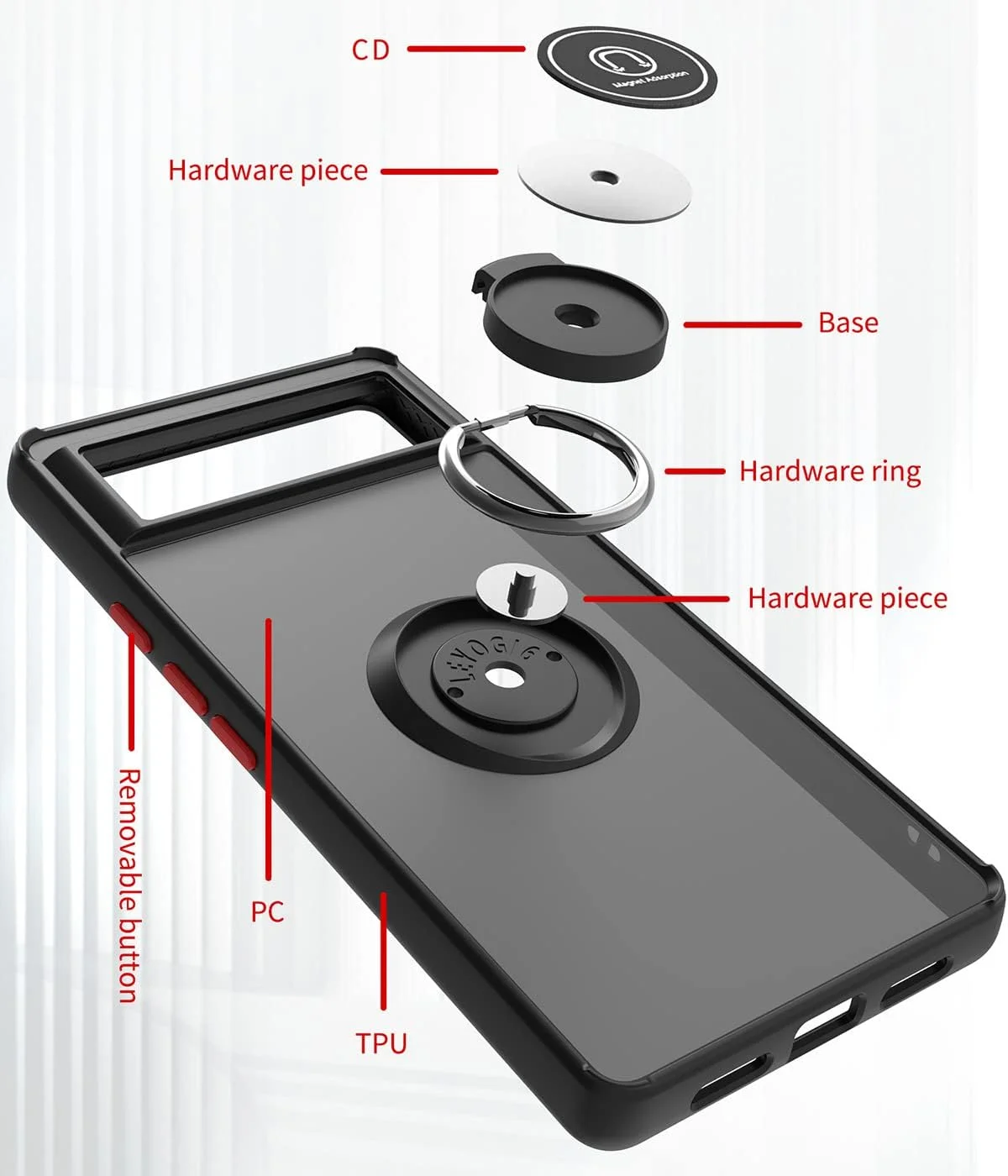 قاب گوشی گوگل پیکسل 6 Eabhulie، کاور پشتی نیمه شفاف با سپر نرم و پایه نگهدارنده انگشتی، زرد