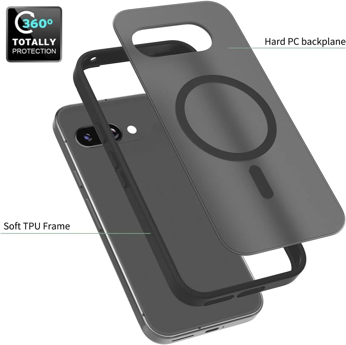 قاب گوشی مغناطیسی و مقاوم در برابر ضربه 2.0 سازگار با پوست برای گوگل پیکسل 9A (2025) با TPU مقاوم در برابر اثر انگشت و پوشش الکسا - طراحی فوق العاده نازک 2 در 1، تناسب دقیق، مقاوم در برابر خراش (مشکی) قاب گوشی مغناطیسی و مقاوم در برابر ضربه 2.0 سازگار با پوست برای گوگل پیکسل 9A (2025) با TPU مقاوم در برابر اثر انگشت و پوشش الکسا - طراحی فوق العاده نازک 2 در 1، تناسب دقیق، مقاوم در برابر خراش (مشکی)