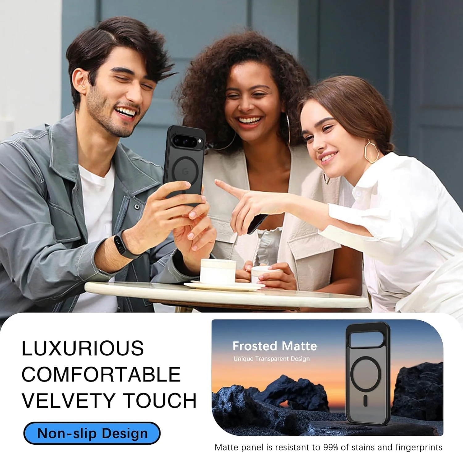 قاب مغناطیسی برای گوگل پیکسل 9/9 پرو، [سازگار با MagSafe] پوشش مات شفاف ضد اثر انگشت و ضد خش برای پیکسل 9/9 پرو، مشکی