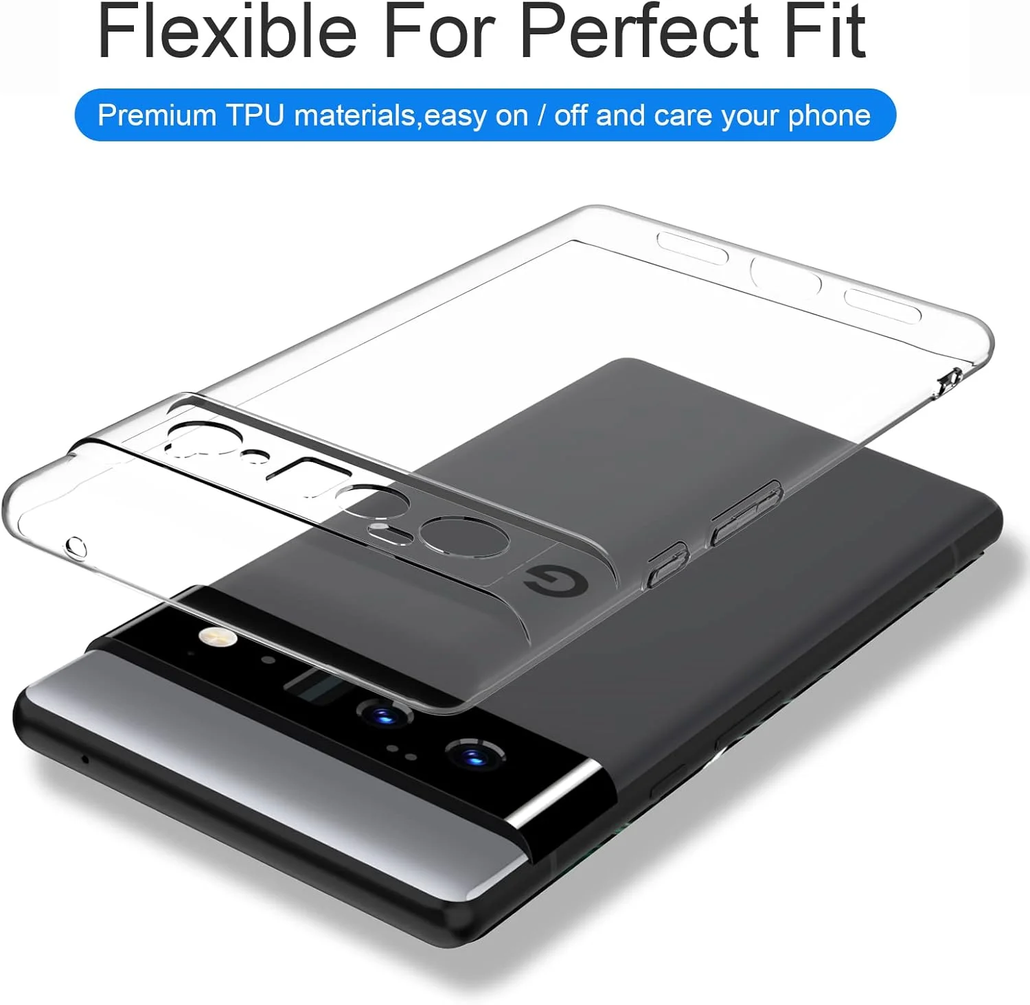 قاب محافظ شفاف و باریک گوشی گوگل پیکسل 6 پرو، ساخته شده از TPU انعطاف پذیر و ضد ضربه، سازگار با گوگل پیکسل 6 پرو، کریستالی