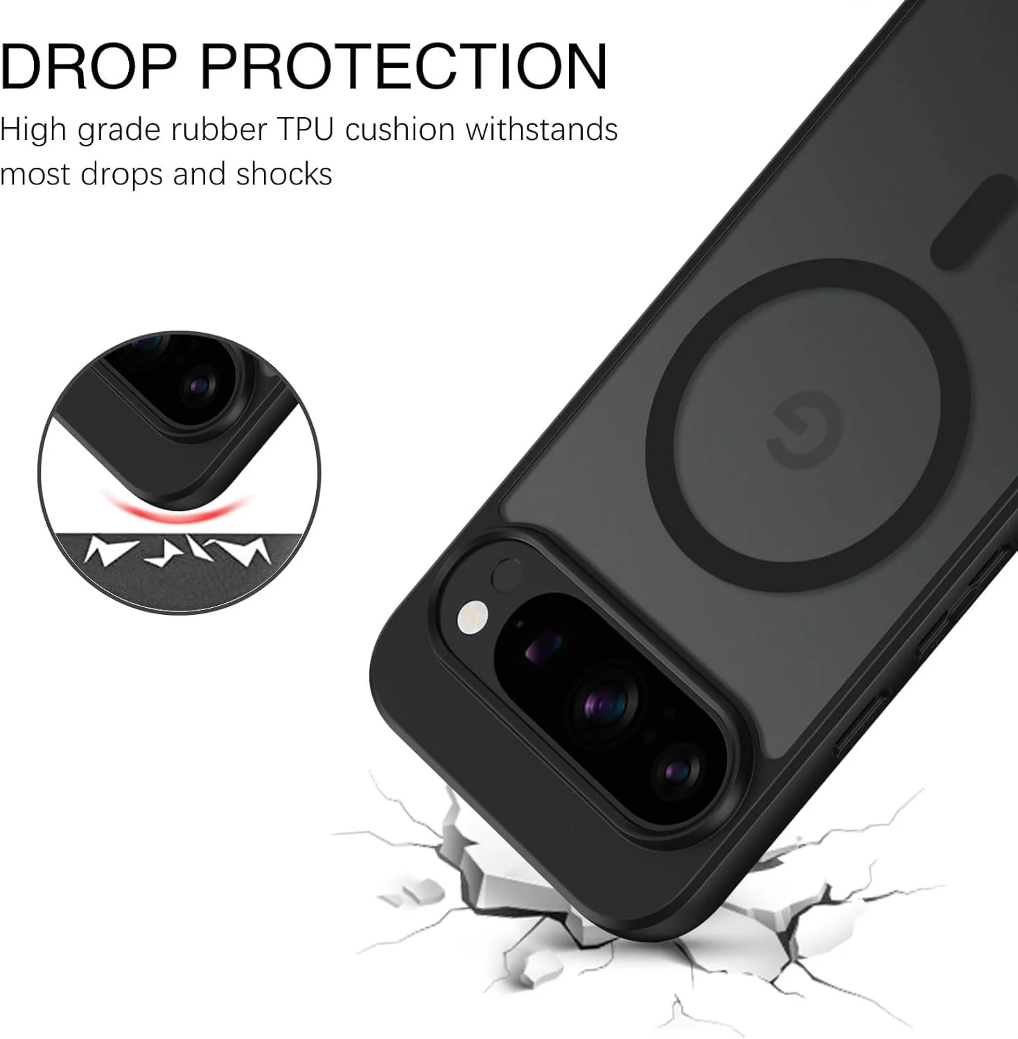 قاب مغناطیسی برای گوگل پیکسل 9/9 پرو، [سازگار با MagSafe] پوشش مات شفاف ضد اثر انگشت و ضد خش برای پیکسل 9/9 پرو، مشکی