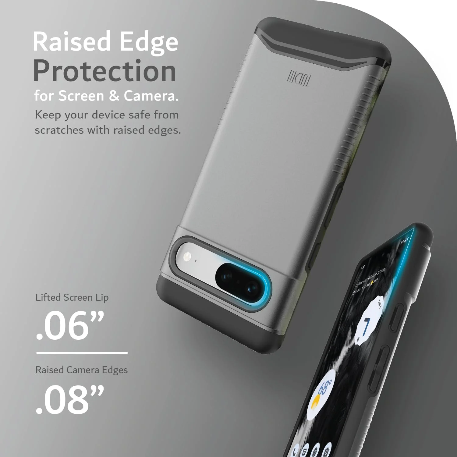 کاور محافظ دوگانه TUDIA مدل DualShield مناسب برای گوشی گوگل پیکسل 7، [ادغام] محافظت دو لایه ضد ضربه، مقاوم و باریک با درجه نظامی برای کاور گوشی پیکسل 7 (رنگ خاکستری متالیک)